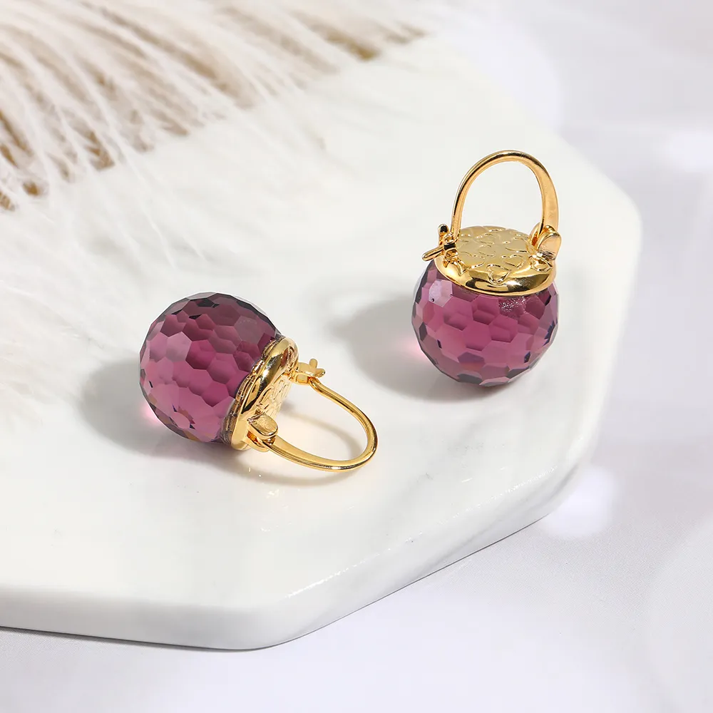 Vanssey luxe mode -sieraden paarse Oostenrijkse Crystal Ball Heart Drop oorbellen trouwfeest accessoires voor vrouwen nieuw 200922