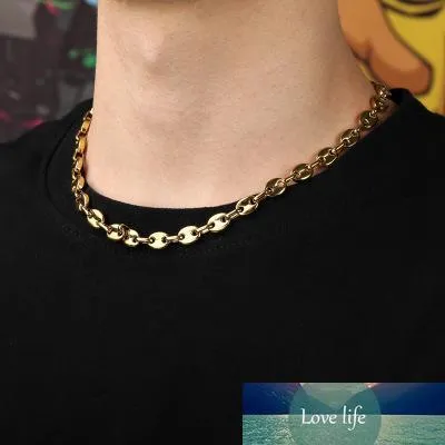 Mens Hip Hop Button Chain Halsband Kaffebönkedja smycken 8mm 18 tum 22 tum guldlänk för män kvinnor uttalande halsband gåva263n