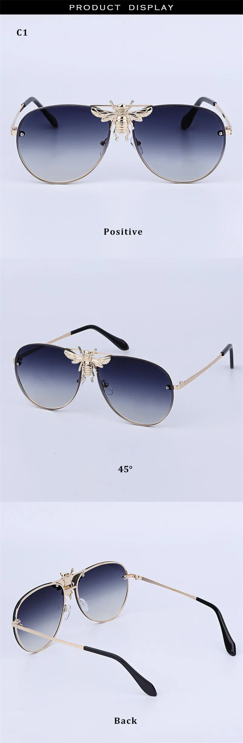 Gafas de sol de diseñador Gafas de sol de abeja Gafas de sol cuadradas para mujer Personalidad de abeja Nueva marca de moda Lunettes vintage Accesorios 242D
