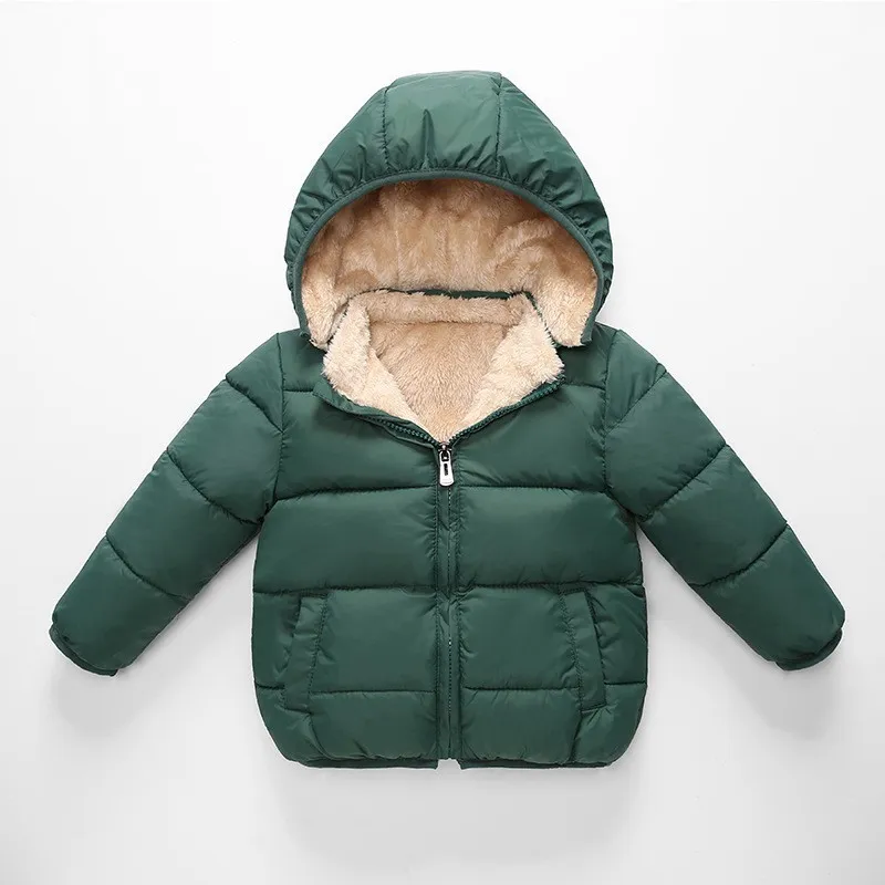 COOTELILI Fleece Winter Parkas Kids Jackets For Girls Boys Warm Thick Velvet Children`s Coat Baby Outerwear Infant Overcoat (6)