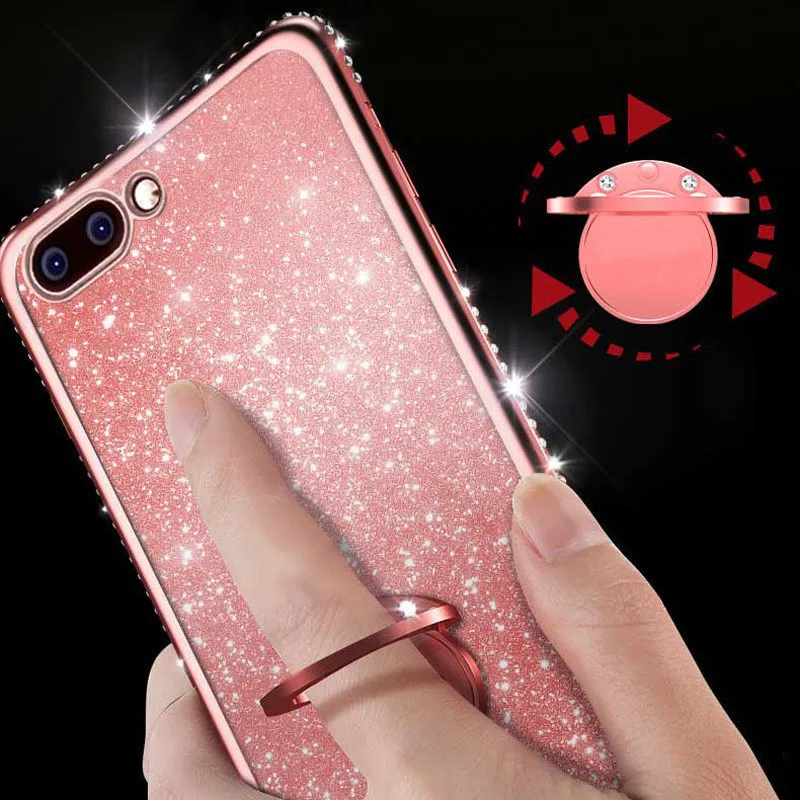 Étui à doigt magnétique brillant à paillettes pour Samsung Galaxy S10 S10e S8 S9 Plus A5 A7 2018 A6 A8 Note 8 9 10 Bling 360 anneau couverture arrière 3514289