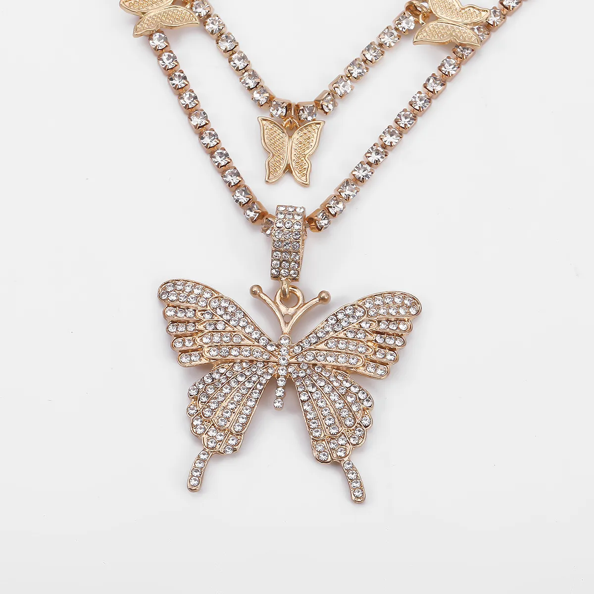 Animal Butterfly Naszyjniki wiszące łańcuchy luksusowe złote srebrne kobiety bling kryształowy nożyce moda bioder biżuterii naszyjnik 276U
