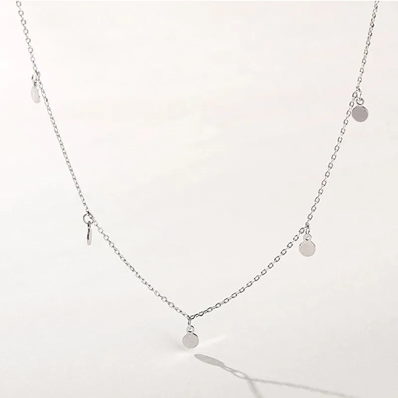 Inzatt Real 925 Sterling Silver Geometric Round Choker Necklace for Fashion Womenミニマリストファインジュエリーかわいいアクセサリー20196053265
