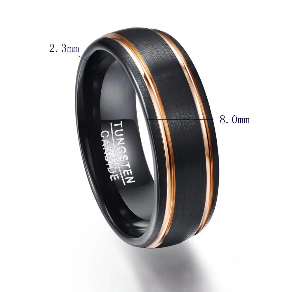 Вечерние кольца Изысканные боковые мужские кольца из розового золота, настоящие обручальные кольца из карбида вольфрама Anillos para hombres Мужское кольцо2366