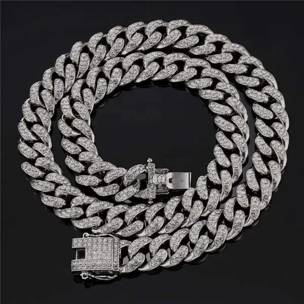 Chaîne glacée pour hommes, bijoux Hip Hop, collier, Bracelets, or Rose, argent, Miami, chaînes à maillons cubains, collier 282T