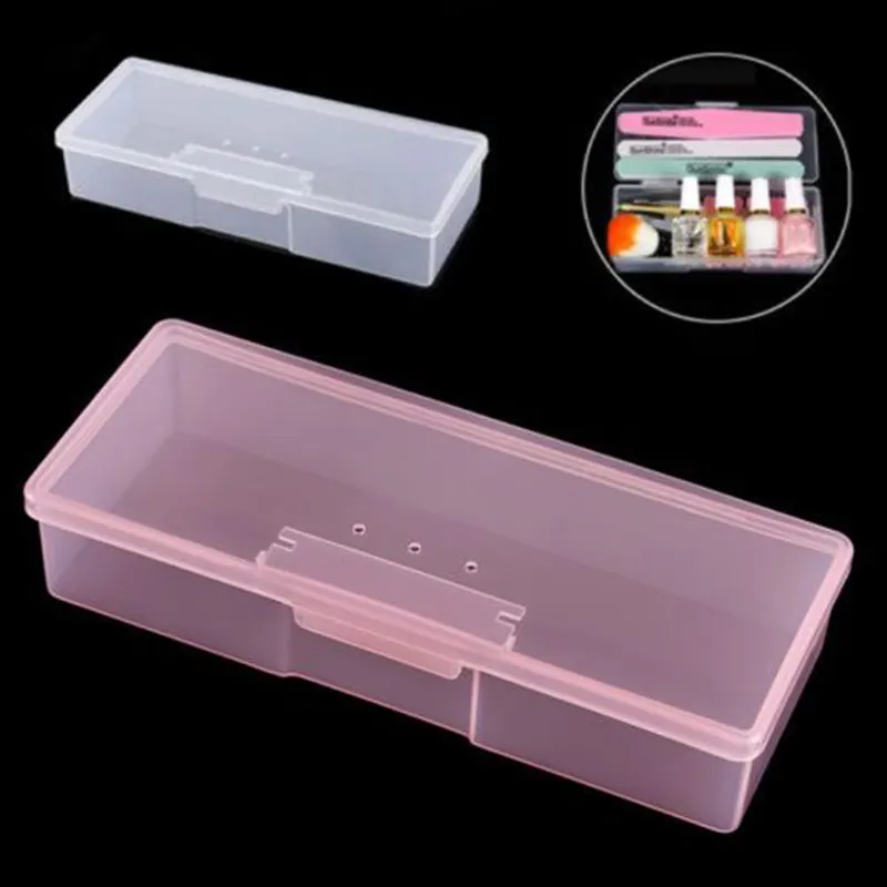 Plástico transparente unhas manicure ferramentas caixa de armazenamento prego pontilhando desenho canetas buffer moagem arquivos organizador caso recipiente box299d