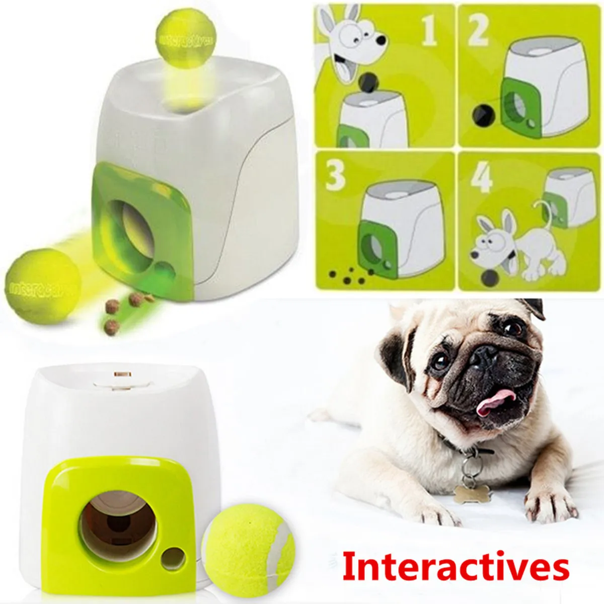 Getir n Treat Dog Interactive Toys Cat Pet Tenis Ball Otomatik Dispenser Oyun Eğitim Oyuncakları Pet Komik Ödül Başlatıcı Eğitmeni Y27896731