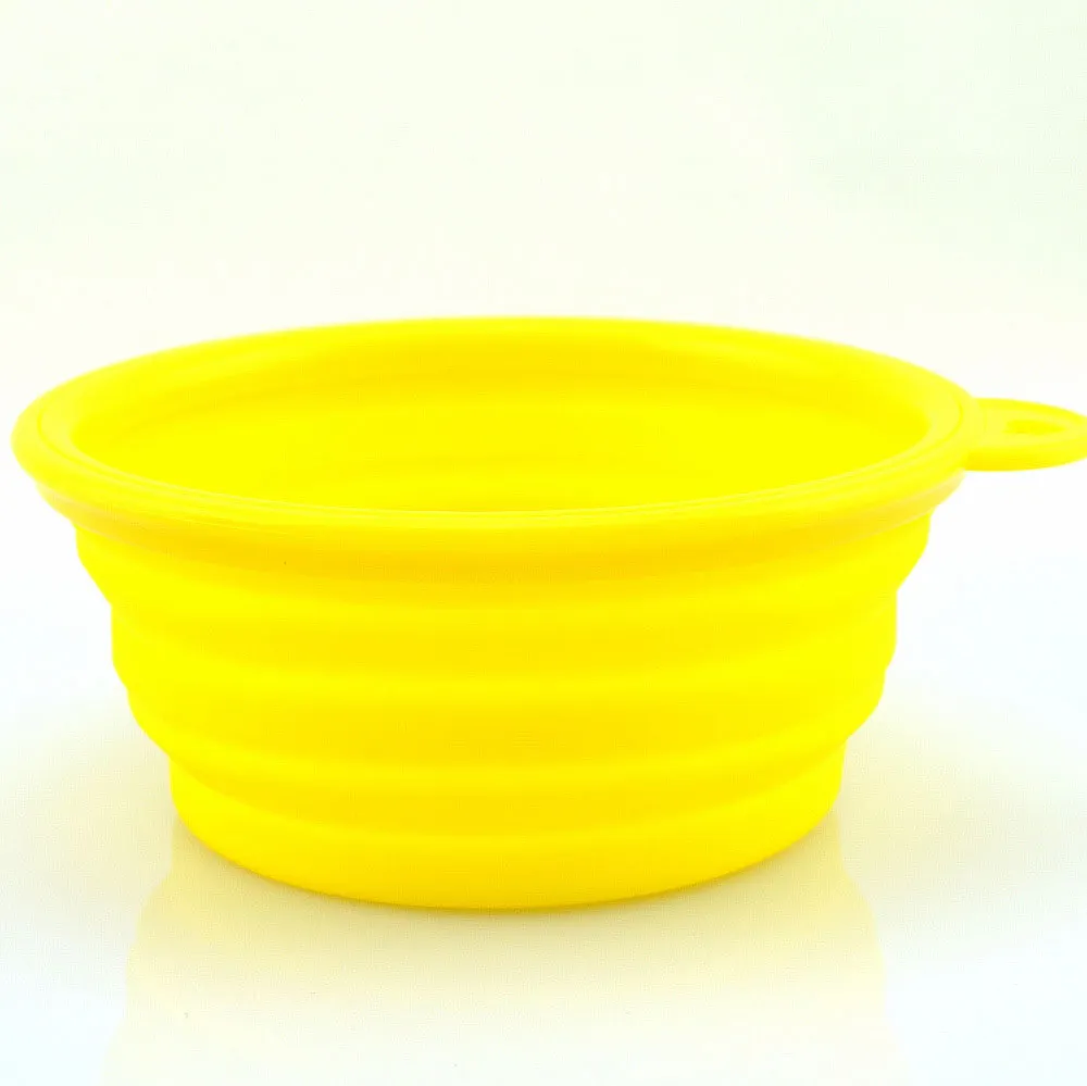 Wholesale silicone foldable pet cat dog bowl folding collapsible puppy doggy feeder water food container custom logo