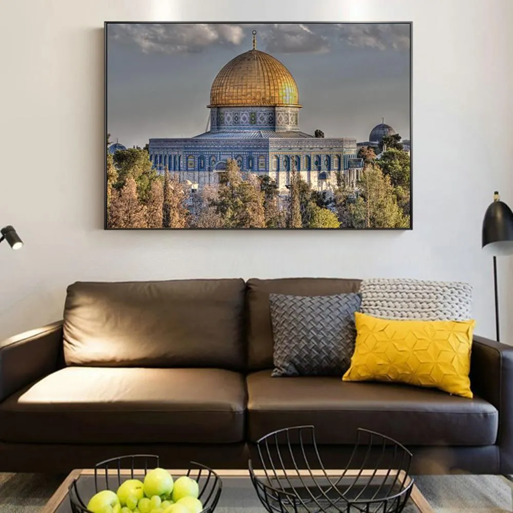 Masjid Al Aqsa And Dome Of The Rock Wall Art Posters Realist Mosque Canvas Art Prints Muslim Pictures For Living Room Wall Decor2475434