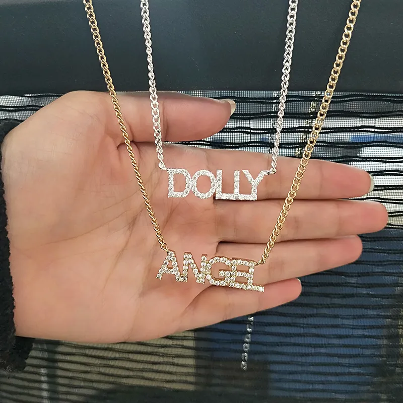 DODOAI Custom Name Necklaces 9mm Letters Necklace for Women Name Necklaces Numbers Personaliz Necklace Crystal Pendant for Women Y229u