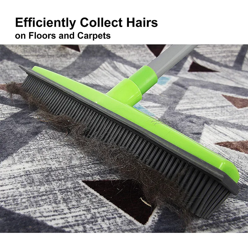 Rubber Broom Pet Hair Lint Removal Device Bristles Magic Clean Sweeper Squeegee Scratch Bristle Long Push Broom1274O