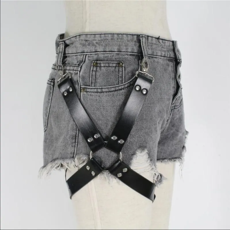 Belts Sexy Men Goth Pastel Pu Leather Garter Belt Waist Straps Harness Bondage Leg Suspenders For Jeans Pants Accessories275c