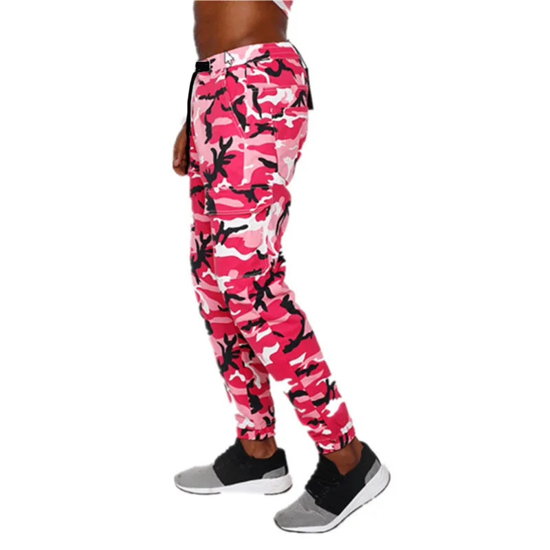 Oranje Camouflage Joggers Broek Mannen Mode Militaire Tactische Skinny Broek Sport Broek Harem Camo Pink Broek voor Mannen / Dames 200925