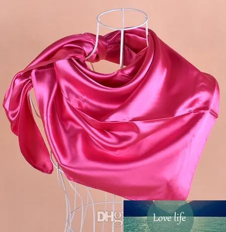 Sólido cetim royan seda Hijabs lenço quadrado lenço lenços 90 90 cm 50 peças lote #2086265o