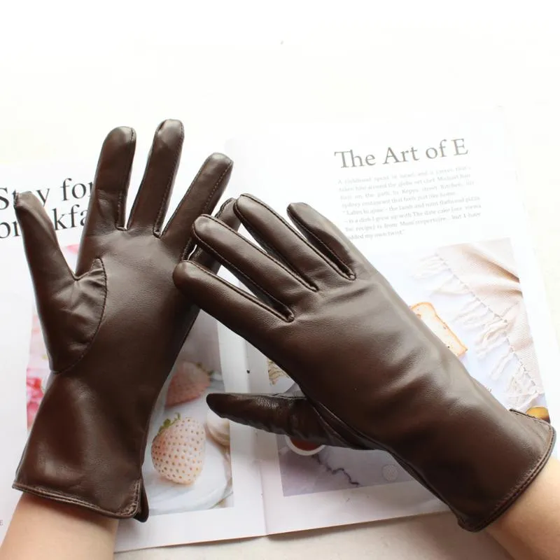Bickmods nouveaux gants en cuir pour femmes automne et hiver doublure en velours chaud Style droit gants en peau de mouton noir 279W