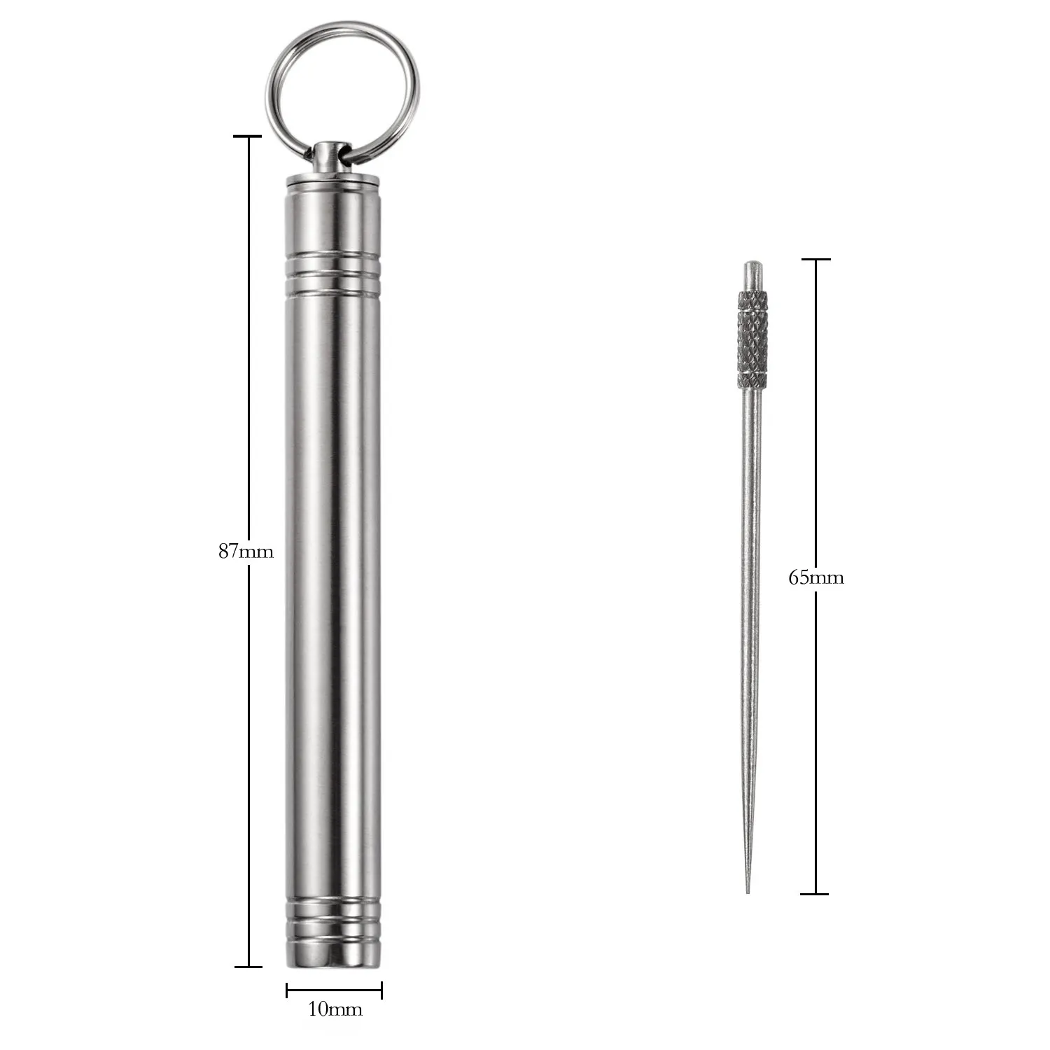 Fashion Keychain Portable Titanium Steel Metal Pocket Toothpick Holder with Traveling Key chain Toothpicks Box254S