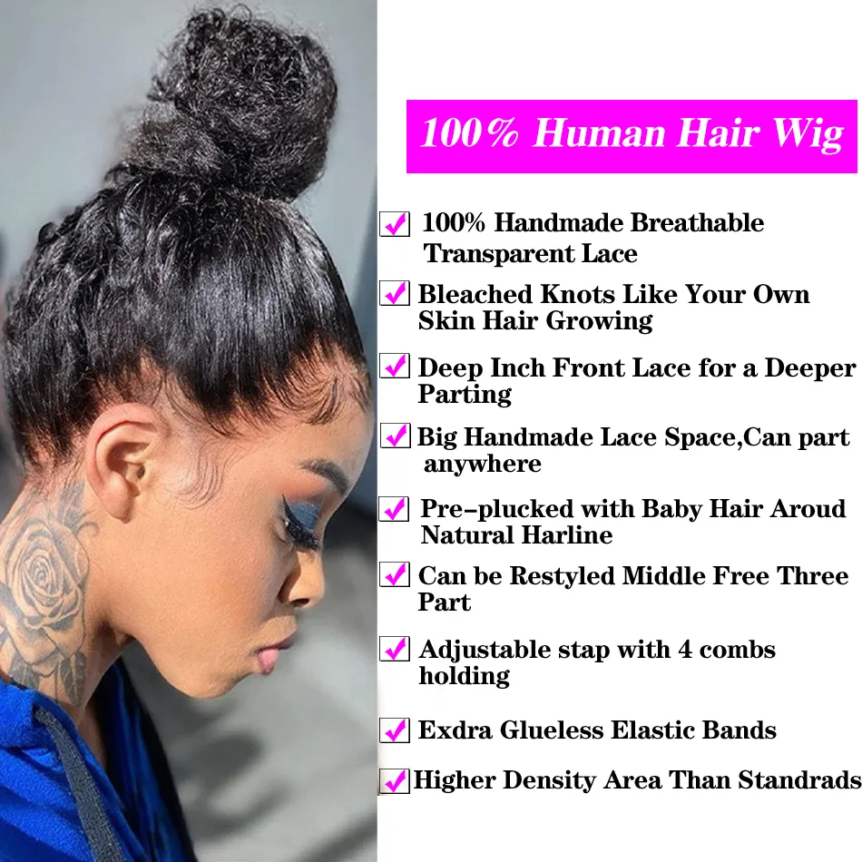 Curly Human Hair Wig Lace Front Human Hair Wigs For Black Women Brazilian Wig Non Remy 13×46 Transparent Lace Wigs Human Hair 3