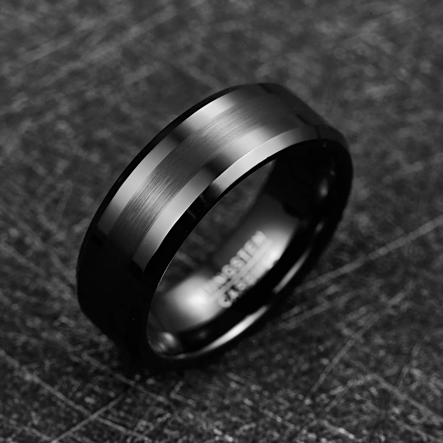 Cały 8 mm Węglowodan Tungsten Black Wedding Stage Banded Smuran Men039s Pierścień Pierścień Fated Edge Comfort Rozmiar 717383982