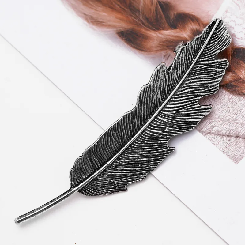 Hair Clips New Feather Style Pins Vintage Bronze Color Spring Hairgrips Metal Hair wear Women Jewelry249Z