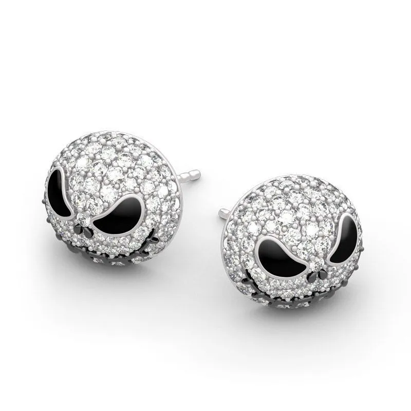 nachtmerrie voor kerst Jack Skull Circle Crystal Earrings Cartoon Gothic Party Sieraden Studring Women Girl 200921