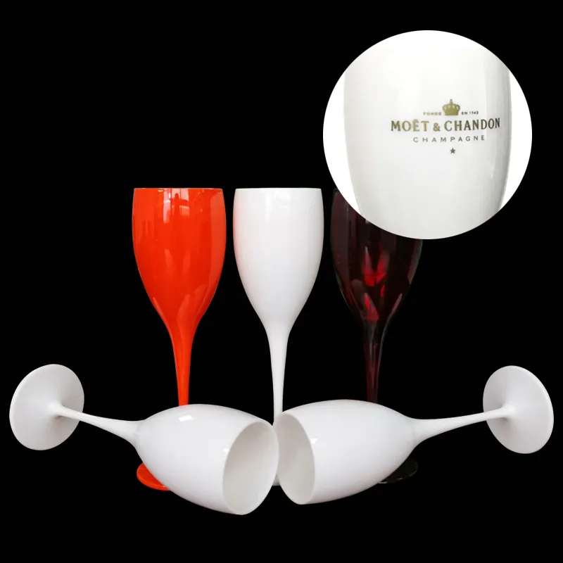 Moet Cups Acryl Breakable Champagne Wijnglas Plastic Oranje Wit Moet Chandon Wijnglas Ijs Imperial Wijnglazen Goblet LJ200821