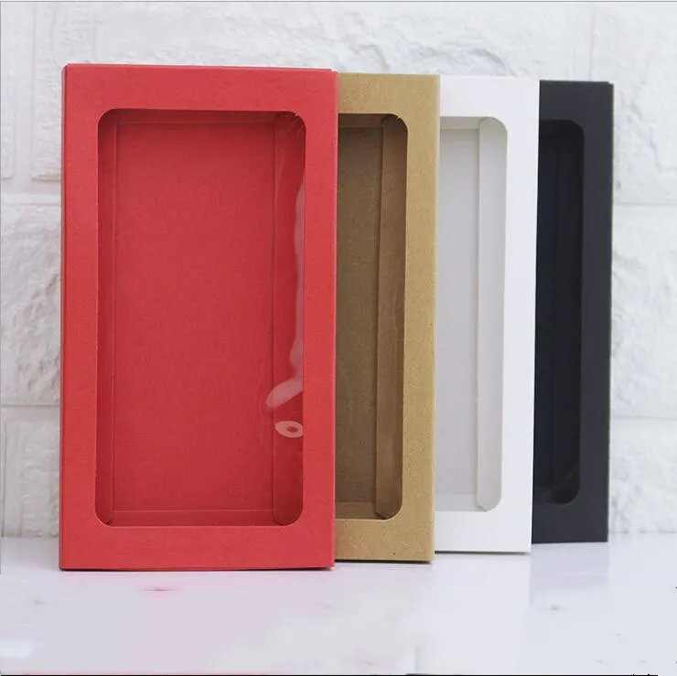 Kraft Paper Drawer Cardboard Box For Phone Case Jewelry Packaging Box Red White Black Kraft Paper Slid Style Box Fast 2590