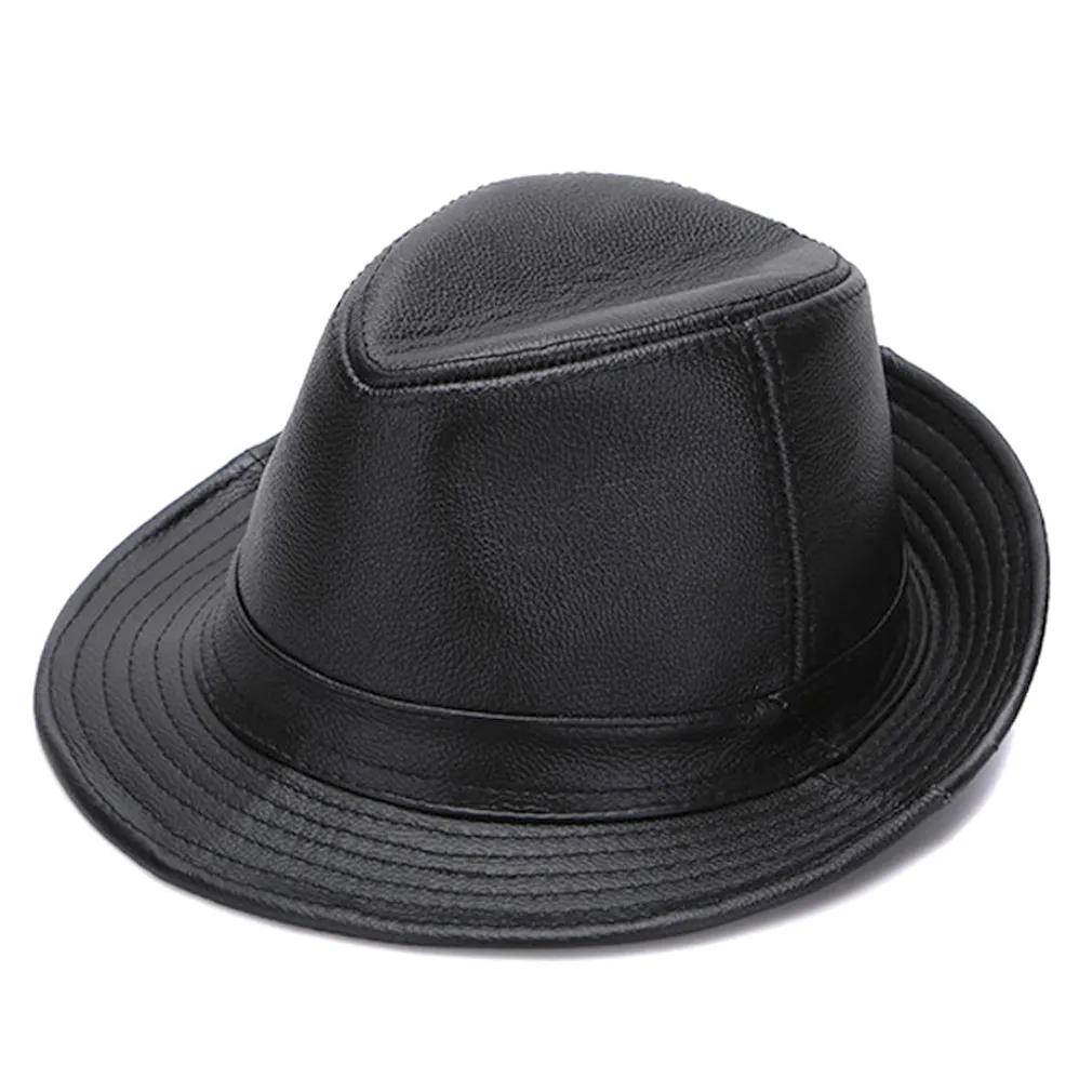 Moda Uomo 100 Cappello Fedora Trilby in vera pelle Gentiluomo Jazz Cap Gangster Cappelli casual1747811
