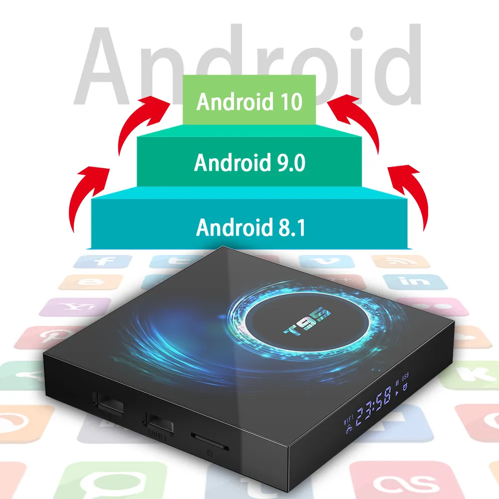 Android 10.0 TV Kutusu 6K 4K 1080p Allwinner H616 Dört Çekirdek 4GB 32GB 64GB WiFi 2.4G 5G Çift Bant Medya Oynatıcı Set Üst Kutu T95 G10 Ses Kontrolü