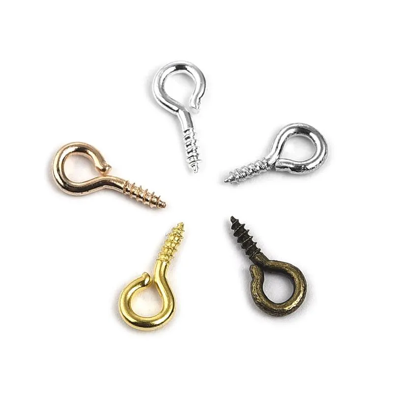 100 Uds Mini tornillo ojo Pin ojales ganchos de tornillo cierre roscado conector colgante para molde de resina accesorios para hacer joyas