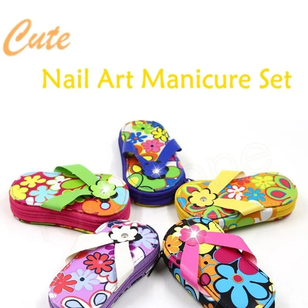 Blume Slipper Nagel Werkzeug Kit Cartoon Niedlich Set de Manicura Edelstahl Manikürepflege Werkzeuge Nail Art Maniküre Set
