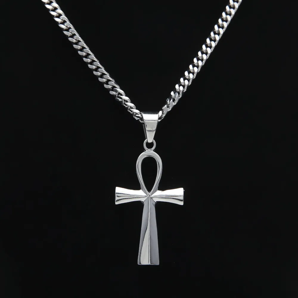 Gyptian Ankh Key Charm Hip Hop Cross Goud Verzilverd Hanger Kettingen Voor Mannen Top Kwaliteit Fashion Party Sieraden Gift223Y