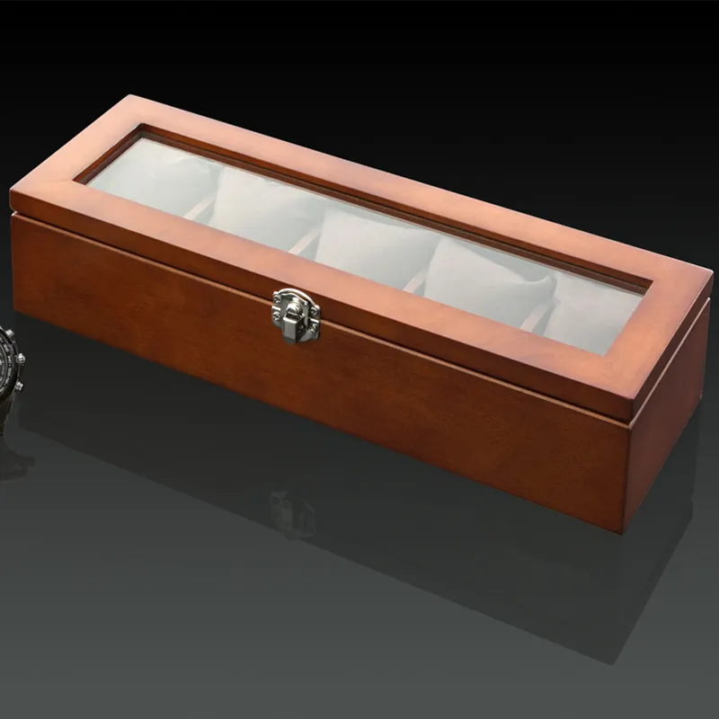 Новая деревянная коробка для витрины часов, органайзер, черные верхние часы, деревянный корпус, модная упаковка для хранения часов, подарочные коробки, футляры для ювелирных изделий W027 CX200256F