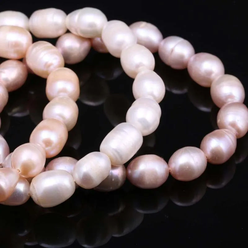 Brins de perles mode 100% perles naturelles Bracelet charmes corde élastique 9-10mm vraies perles bijoux classiques Bracelets Bracelet cadeaux 212Y