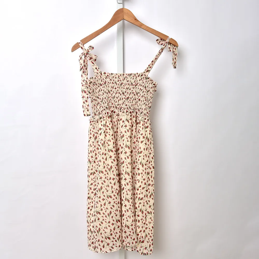 2020 Bahar Yaz Spagetti Kayışı Kare Boyun Renkli Çiçek Baskı Ceket Kaban Kadın Moda Elbiseler W1815175