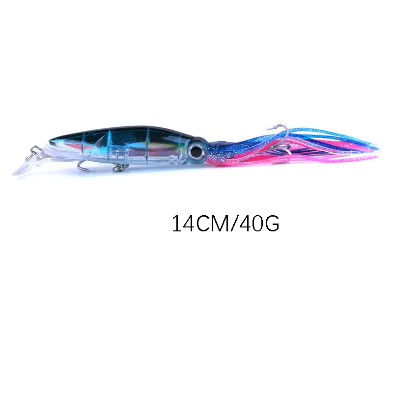 Lot 14cm40g Lifelike Fishing Lure Set Artificial Wobbler Jig Squid Lure for Tuna Bass Hard Bait Saltwater Fishing Lure9231360