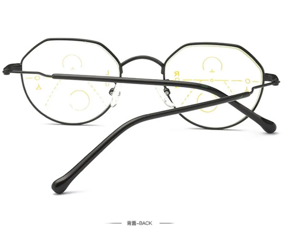 Lunettes de soleil SCOBER Retro Fashion Polygon Frame Intelligence Progressive Multifocal Commercial Reading Glasses Bifocal 1 1 5 2 238z