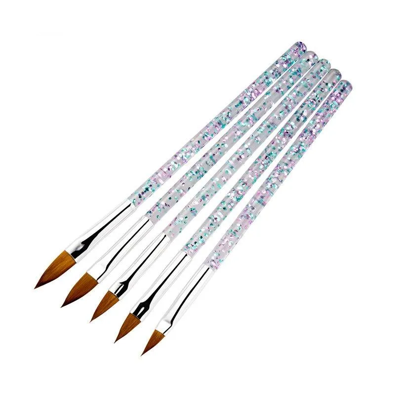 DHL 5 SZTUK / zestaw Nail Art Crystal Brush Pędzel UV Budowniczy Malujący Dotting Pen Cepillo Para Las Unas Carving Tips Manicure Salon Narzędzia Pominka