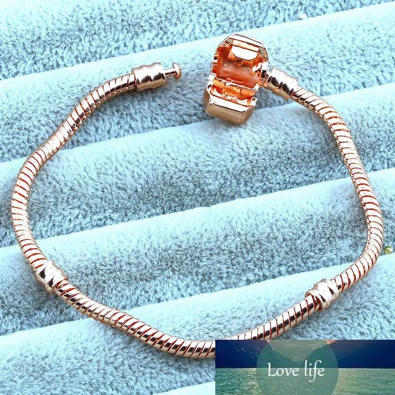 Bangle Rose Gold Bracelets Women Snake Chain Charm Beads for pandora Children Gift