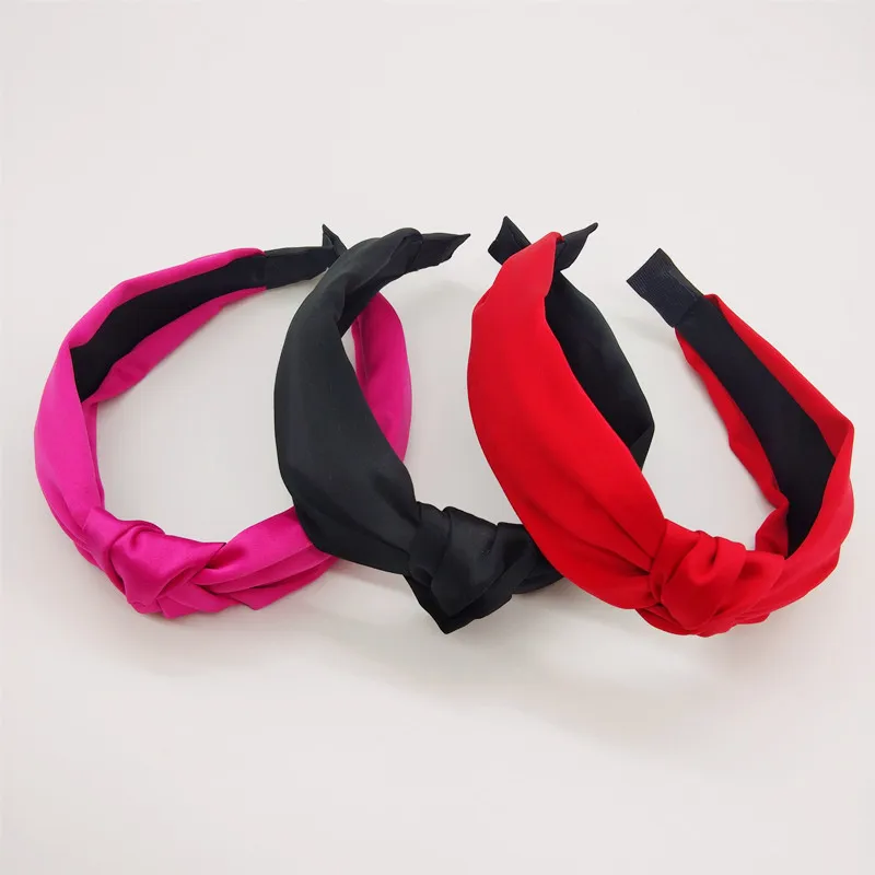 Gratis frakt Högkvalitativ Elegant Solid Knot Kvinnor Märke HairBands Girl's Headbands Ins Wide Lady's Headwear Hårtillbehör