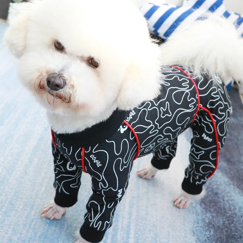 Pet Dog Jumpsuit Thin 100%Cotton Puppy Clothes Overalls långärmad pyjamas för små hundar tröja chihuahua poodle ytterkläder T316Q