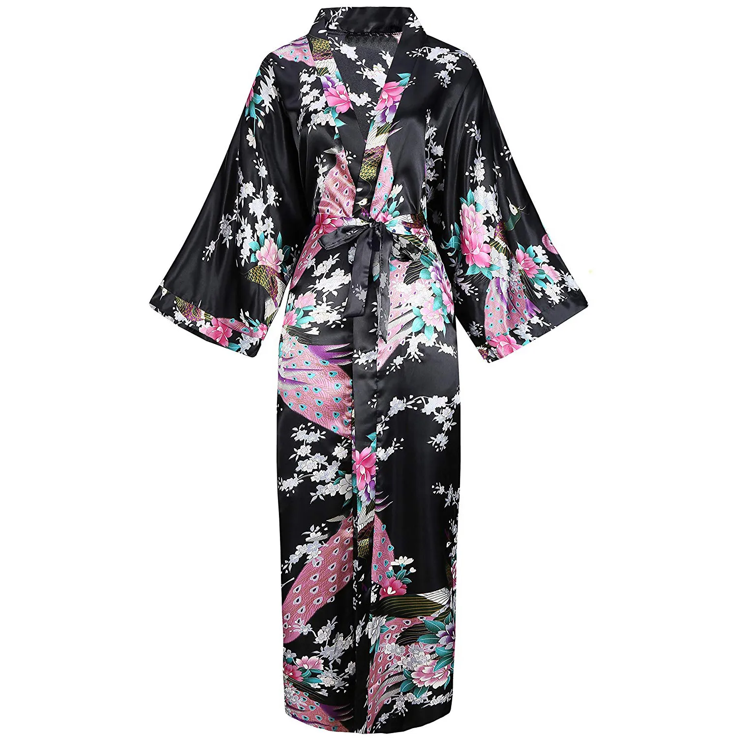 Femmes grises longues Robe imprimé Floralpeacock Bride Brides Dreshing Robe Dreshing Wharwear Loison Kimono Bathrobe Wedding Gift Y27138485