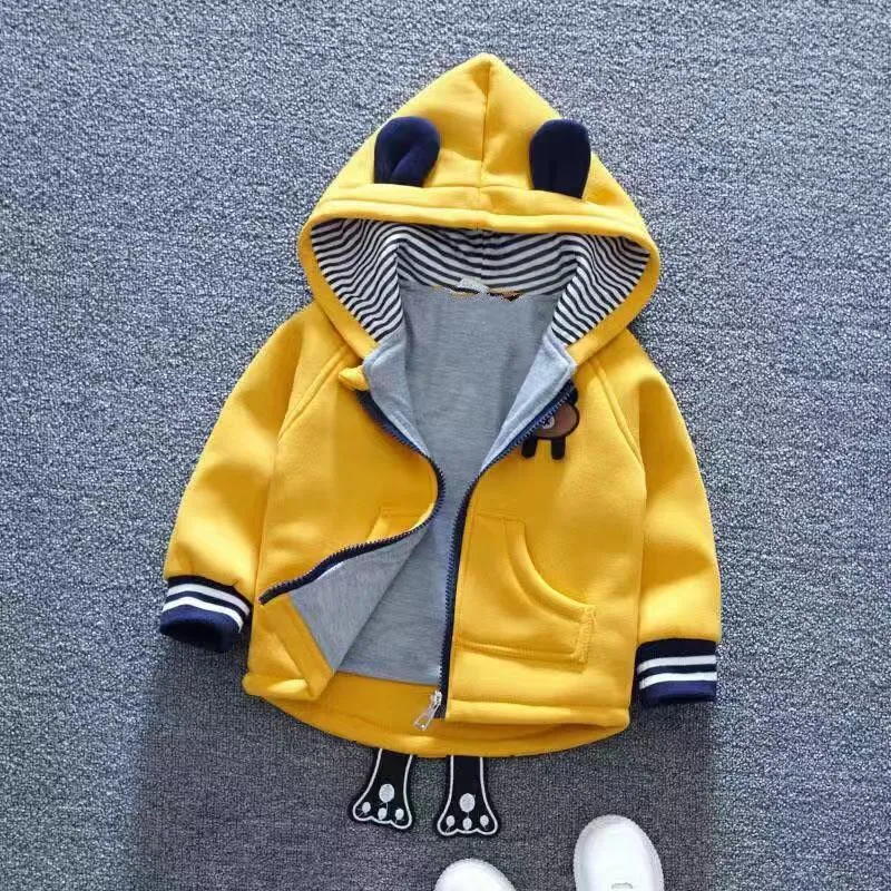 Children039s Wear Baby Spring Fall Winter Coat Cute Zipper Shirt Boys Girls Toddler 12345 Years Old Hoodie Plus Velvet Jack30490257755924