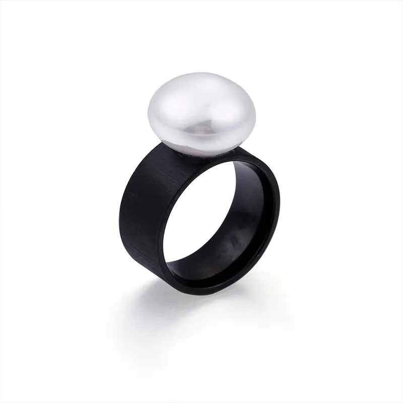 Anillo de oso Original wide band 10mm Jewelry pearls Stainless Rings gold silver black color320M