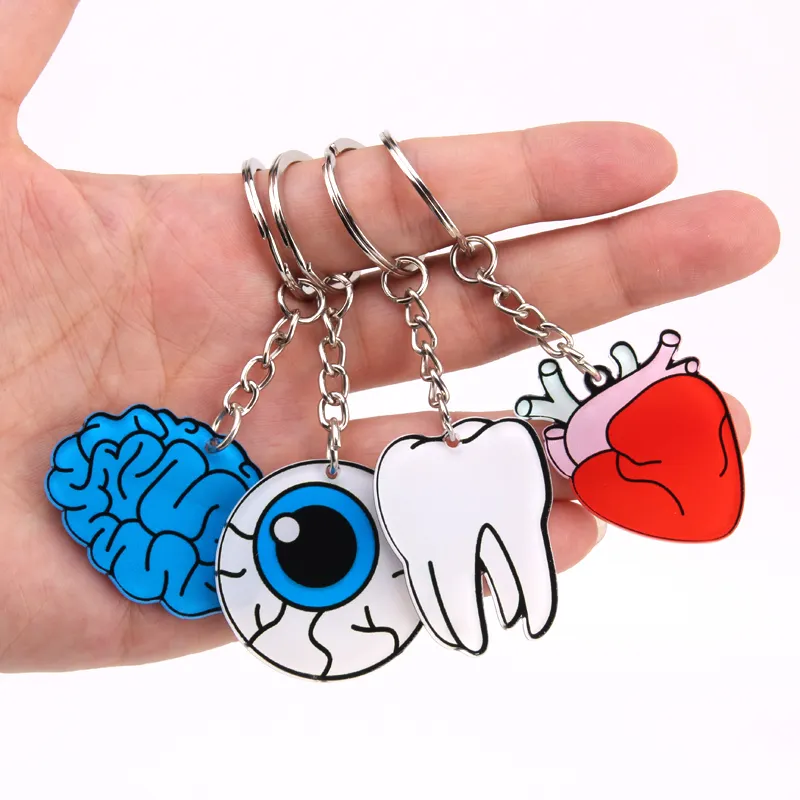 Nieuw orgel hart Keychain Brain Eyes Tooth Key Chain Vrouwen en mannen schattige anime cartoon Kids Key Ring Cadeau Porte Clef6449916
