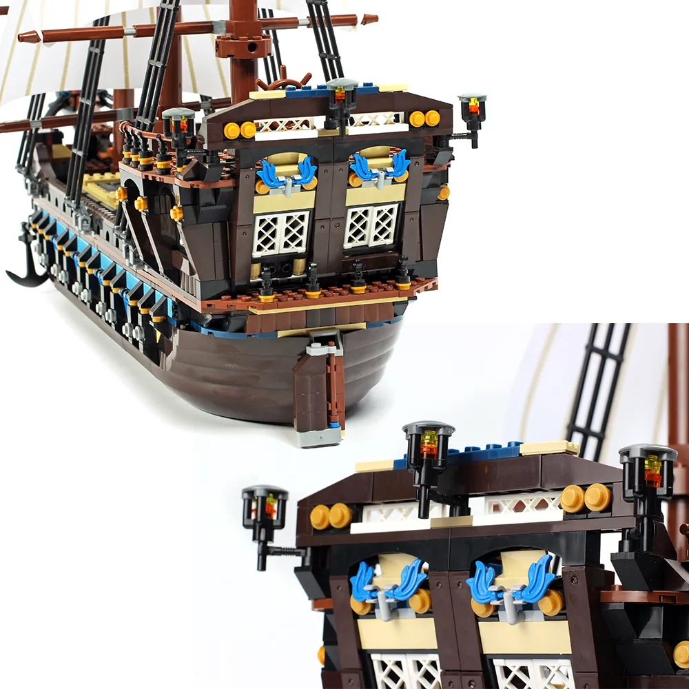 Film och tv -kreativt block Pirate Ship Decoration Model 1717 st Byggnadsblock Brick Toys Kids Gift Set Compatible med 10210