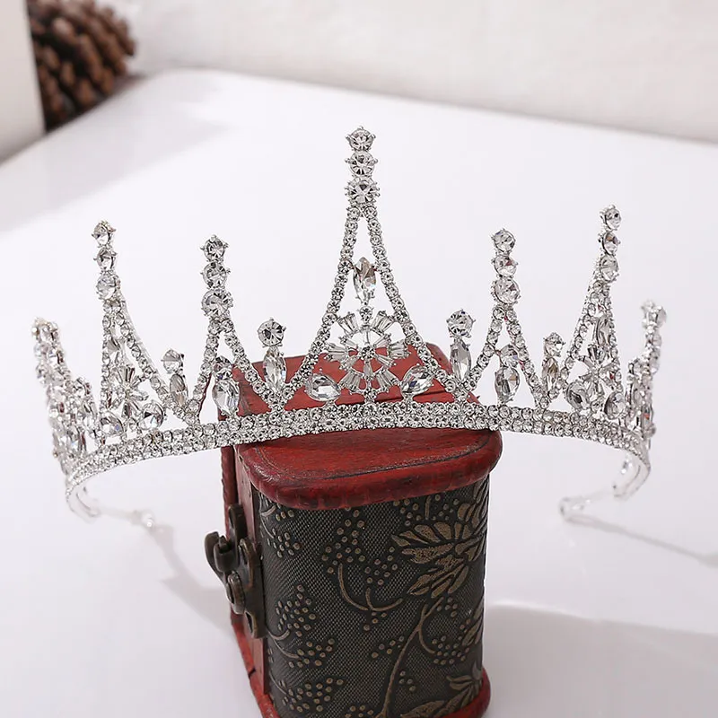 Diadème et couronnes en cristal brillant de Style baroque, couleur or et argent, diadème de princesse royale, accessoires de cheveux de mariage, 1269L