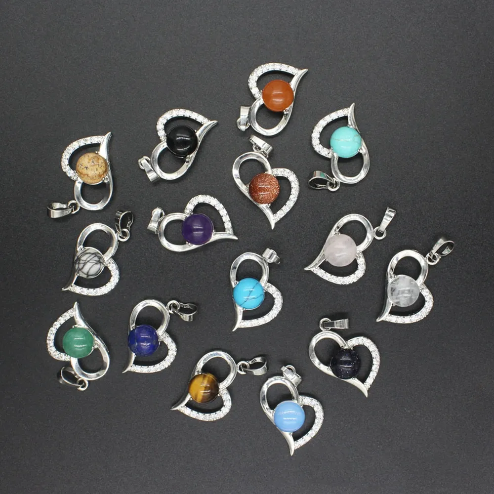 QIMOSHI Collier avec pendentif en forme de cœur infini pour ami, bijoux de yoga en cristal chakra disponible en différentes pierres colorées