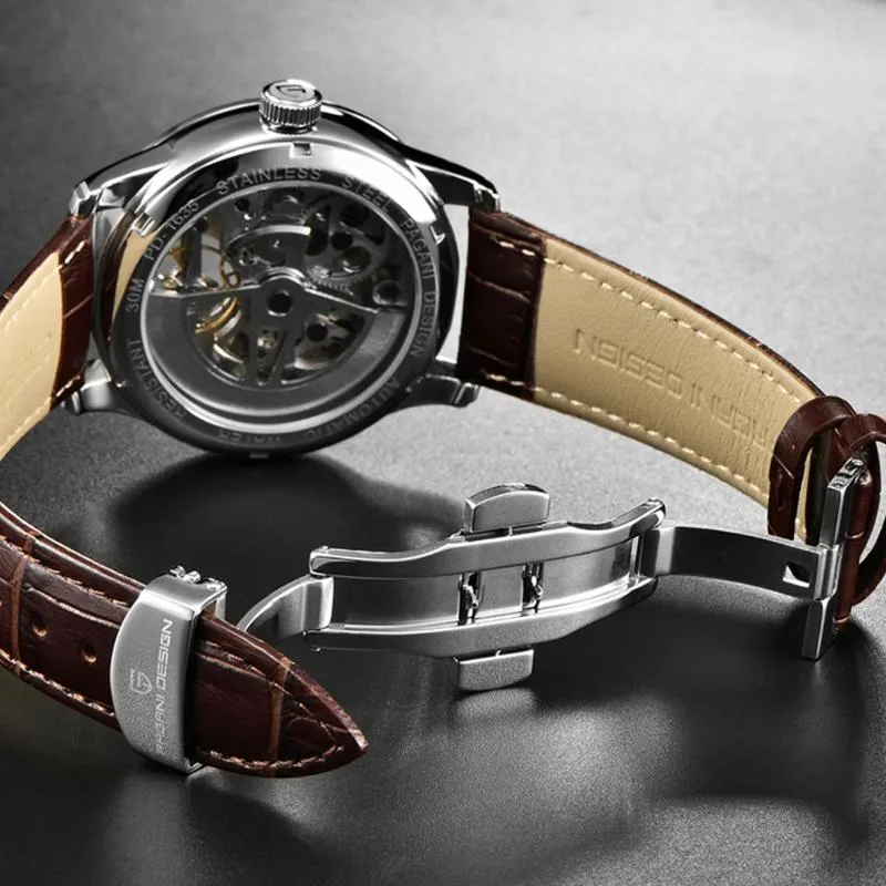 43 mm Pagani Design Black Dial Luxury Men's Casual Fashion Black Leather Strap Men's Automatic Mechanical Watches211y