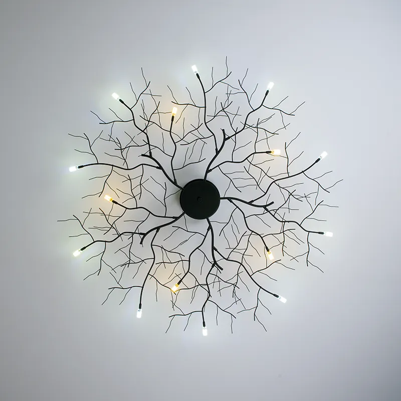 Amerikaanse LED-plafondlamp Nordic Boomtak Ijzeren Plafondverlichting voor Woonkamer Slaapkamer Kroonluchters Plafond Decor Lichtpunt241S