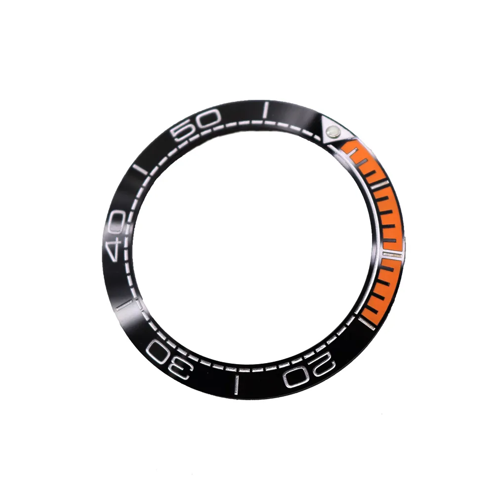 Lunette de montre en céramique, noir, Orange, argent, écriture 41, 5mm, extérieur, pour Omega SEAMASTER PLANET OCEAN 600M, COLLECTION 2773